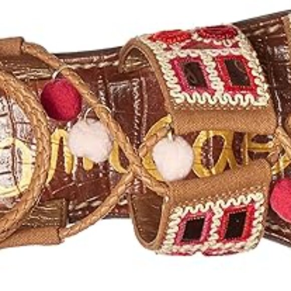 Sam Edelman Gretchen Boho Sandals 7M Embroidered Beaded Pom Pom Tassel Lace Up - Picture 9 of 16